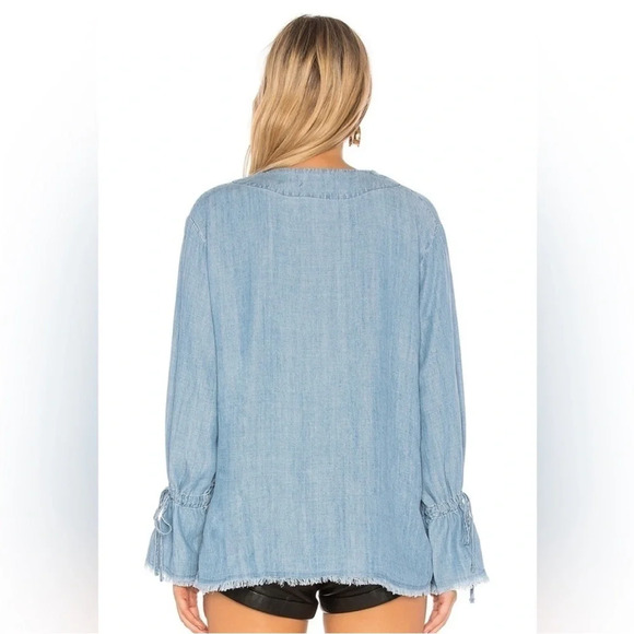 Rails Zimi Linen Blend Denim Blouse Chambray Size Large - Picture 4 of 14